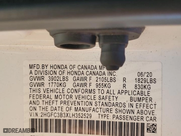 2020 Honda Civic Coupe EX with VIN 2HGFC3B3XLH352529, listed as a Copart auction lot 50201895 with 59,301 mi miles and Salvage Title. Bid and sale history available at carsss.com. Image 12.