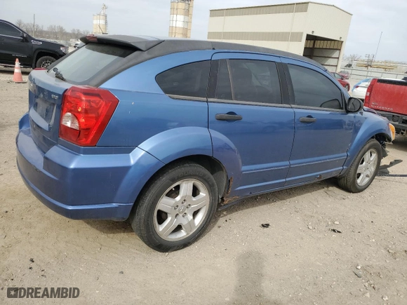 2007 Dodge Caliber SXT with VIN 1B3HB48B17D105063, listed as a Copart auction lot 49482935 with 165,237 mi miles and Salvage Title. Bid and sale history available at carsss.com. Image 3.