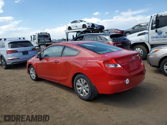 2012 Honda Civic Cpe LX with VIN 2HGFG3B56CH533844, listed as a Copart auction lot 66630824 with 143,246 mi miles and Salvage Title. Bid and sale history available at carsss.com. Image 2.