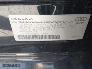 2007 Audi A4 2.0T with VIN WAUAF78E07A063080, listed as a IAAI auction lot 41896271 with 228,307 mi miles. Bid and sale history available at carsss.com. Image 9.