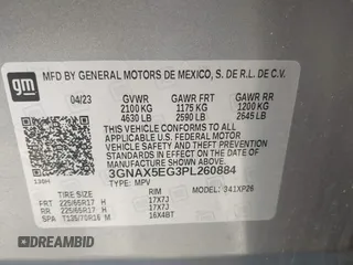 2023 Chevrolet Equinox LS with VIN 3GNAX5EG3PL260884, listed as a IAAI auction lot 42362023 with 70,580 mi miles and . Bid and sale history available at DreamBid. Image 9.