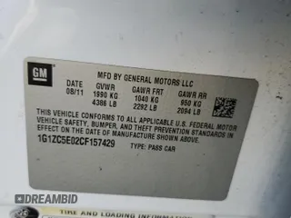 2012 Chevrolet Malibu 1LT with VIN 1G1ZC5E02CF157429, listed as a Copart auction lot 50905115 with 112,159 mi miles and Clean Title. Bid and sale history available at DreamBid. Image 12.