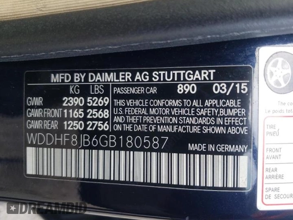 2016 Mercedes-Benz E-Class E 350 Luxury with VIN WDDHF8JB6GB180587, listed as a Copart auction lot 54761132 with 99,320 mi miles. Bid and sale history available at carsss.com. Image 10.