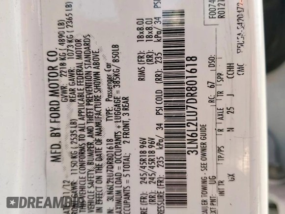 2013 Lincoln MKZ Hybrid с VIN 3LN6L2LU7DR801618, выставлен на аукционе Copart как лот 60061685 с пробегом 142 610 миль миль и Списание • Salvage title. История ставок и продаж доступна на DreamBid. Изображение 12.