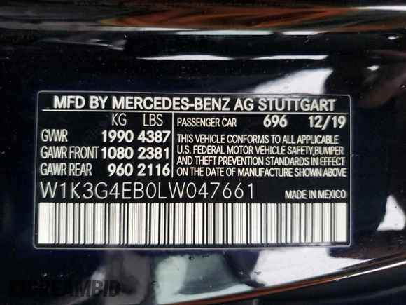 2020 Mercedes-Benz A 220 with VIN W1K3G4EB0LW047661, listed as a Copart auction lot 65641394 with 80,806 mi miles and Salvage Title. Bid and sale history available at DreamBid. Image 15.