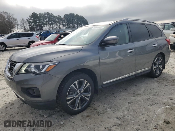 2020 Nissan Pathfinder Platinum with VIN 5N1DR2DM8LC597929, listed as a Copart auction lot 85009934 with 72,294 mi miles and Salvage Title. Bid and sale history available at carsss.com. Image 1.