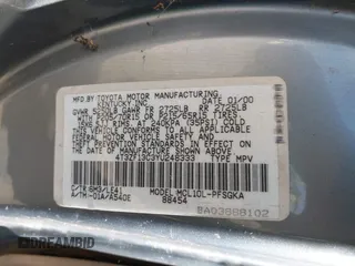 2000 Toyota Sienna LE with VIN 4T3ZF13C3YU248333, listed as a IAAI auction lot 42149735 with 1 mi miles. Bid and sale history available at carsss.com. Image 9.