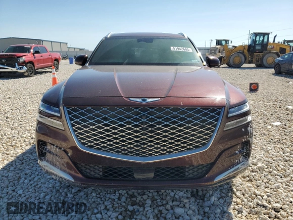 2021 Genesis GV80 with VIN KMUHCESC7MU044023, listed as a Copart auction lot 51942605 with 58,038 mi miles and Salvage title. Bid and sale history available at DreamBid. Image 5.