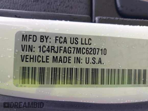 2021 Jeep Grand Cherokee Laredo E with VIN 1C4RJFAG7MC620710, listed as a IAAI auction lot 42255694 with 51,989 mi miles and . Bid and sale history available at DreamBid. Image 9.