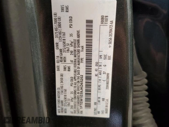2018 Ford F-150 XL with VIN 1FTEW1E59JKD65202, listed as a Copart auction lot 46665485 with 0 mi miles and Non Repairable. Bid and sale history available at carsss.com. Image 12.