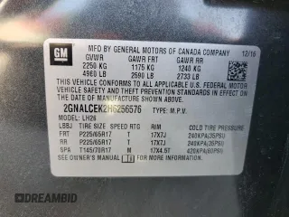 2017 Chevrolet Equinox LT with VIN 2GNALCEK2H6256576, listed as a Copart auction lot 51655405 with 96,429 mi miles and Salvage Title. Bid and sale history available at DreamBid. Image 13.