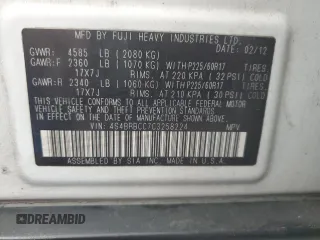 2012 Subaru Outback Prem with VIN 4S4BRBCC7C3258224, listed as a Copart auction lot 56739925 with 138,972 mi miles and Salvage title. Bid and sale history available at DreamBid. Image 14.