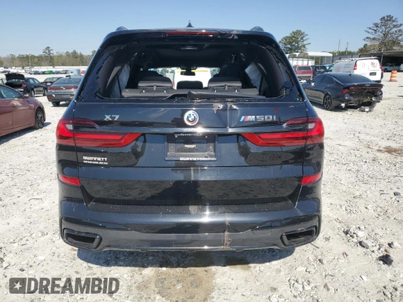 2022 BMW X7 M50i z VIN 5UXCX6C0XN9M94389, wystawiony jako Copart lot #49696505 z przebiegiem 22 908 mil mil oraz Szkody całkowita. Historia ofert i sprzedaży dostępna na DreamBid. Obrazek 6.