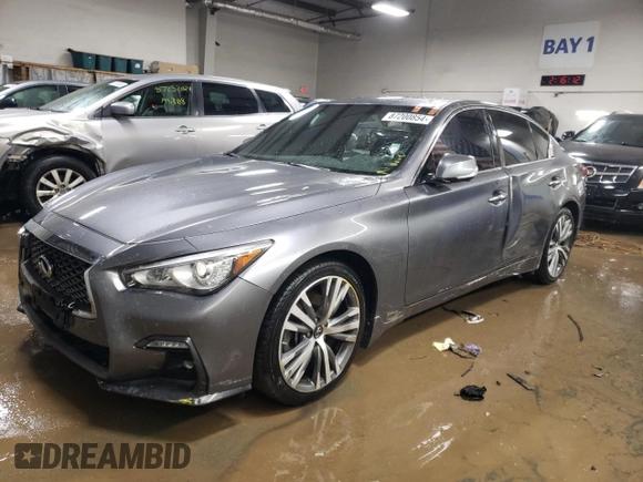 2021 Infiniti Q50 3.0t SIGNATURE EDITION with VIN JN1EV7CR8MM752105, listed as a Copart auction lot 87200854 with 31,779 mi miles and Salvage Title. Bid and sale history available at carsss.com. Image 1.