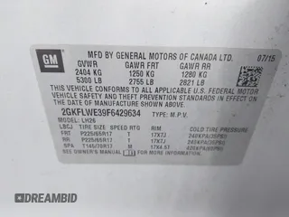 2015 GMC Terrain SLE z VIN 2GKFLWE39F6429634, wystawiony jako IAAI lot #42521479 z przebiegiem 205 763 mil mil oraz . Historia ofert i sprzedaży dostępna na DreamBid. Obrazek 9.