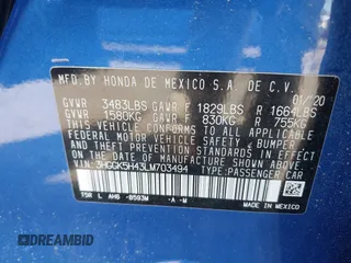 2020 Honda Fit LX z VIN 3HGGK5H43LM703494, wystawiony jako IAAI lot #42308518 z przebiegiem 67 452 mil mil oraz . Historia ofert i sprzedaży dostępna na DreamBid. Obrazek 9.