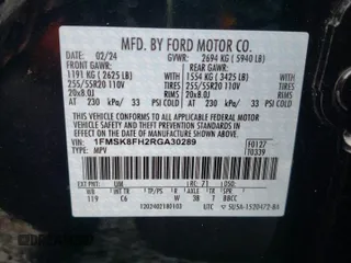 2024 Ford Explorer Limited with VIN 1FMSK8FH2RGA30289, listed as a Copart auction lot 42601865 with 22,613 mi miles and Salvage Title. Bid and sale history available at carsss.com. Image 14.