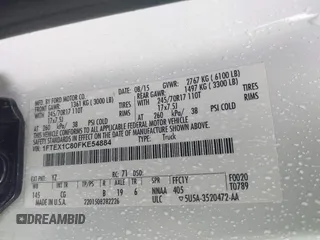 2015 Ford F-150 XL with VIN 1FTEX1C80FKE54884, listed as a IAAI auction lot 41739104 with 177,131 mi miles. Bid and sale history available at carsss.com. Image 9.