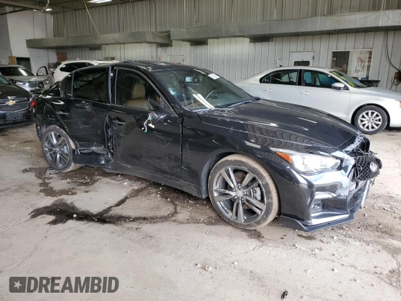 2021 Infiniti Q50 Signature Edition with VIN JN1EV7CR5MM752479, listed as a Copart auction lot 59332895 with 37,884 mi miles and Salvage title. Bid and sale history available at DreamBid. Image 4.