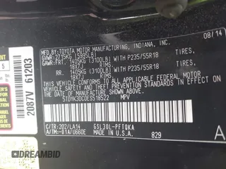 2014 Toyota Sienna XLE with VIN 5TDYK3DC0ES518522, listed as a IAAI auction lot 42025124 with 1 mi miles. Bid and sale history available at carsss.com. Image 9.
