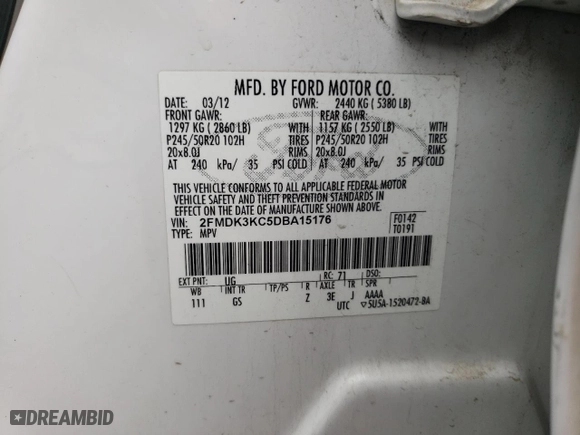 2013 Ford Edge Limited with VIN 2FMDK3KC5DBA15176, listed as a Copart auction lot 56338303 with 228,883 mi miles and Salvage Title. Bid and sale history available at carsss.com. Image 15.