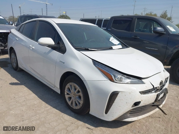 2021 Toyota Prius L Eco with VIN JTDKAMFU6M3141263, listed as a IAAI auction lot 40593951 with 95,921 mi miles. Bid and sale history available at carsss.com. Image 1.