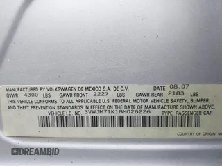 2008 Volkswagen Jetta S z VIN 3VWJM71K18M026226, wystawiony jako IAAI lot #40944671 z przebiegiem 90 016 mil mil oraz . Historia ofert i sprzedaży dostępna na DreamBid. Obrazek 9.