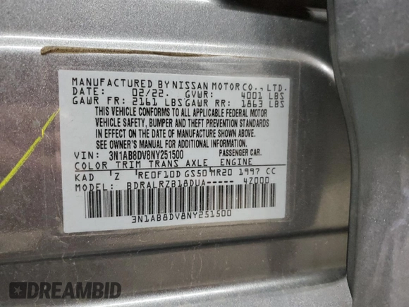 2022 Nissan Sentra SR with VIN 3N1AB8DV8NY251500, listed as a Copart auction lot 50298145 with 63,066 mi miles and Salvage Title. Bid and sale history available at carsss.com. Image 12.
