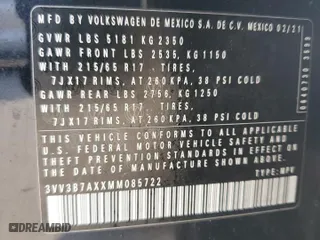 2021 Volkswagen Tiguan SE with VIN 3VV3B7AXXMM085722, listed as a Copart auction lot 54438285 with 76,746 mi miles and Clean Title. Bid and sale history available at carsss.com. Image 13.