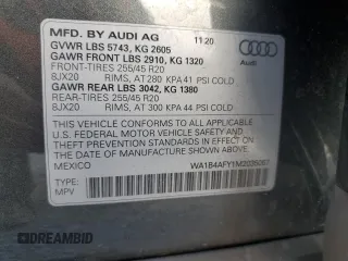 2021 Audi SQ5 Premium Plus with VIN WA1B4AFY1M2035067, listed as a Copart auction lot 55983255 with 60,302 mi miles and Clean Title. Bid and sale history available at DreamBid. Image 13.