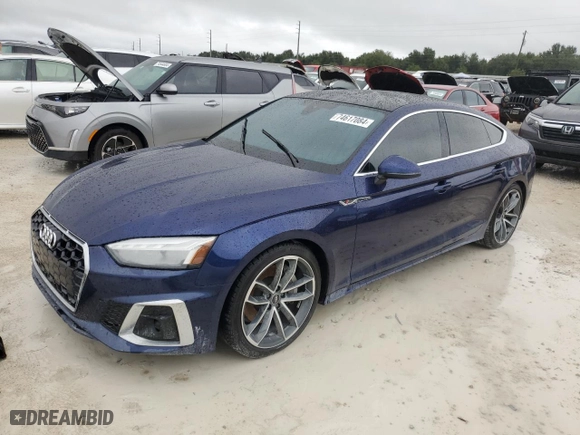 2023 Audi A5 Sportback S line Premium with VIN WAUDACF54PA049206, listed as a Copart auction lot 74617084 with 0 mi miles and Non Repairable. Bid and sale history available at carsss.com. Image 1.