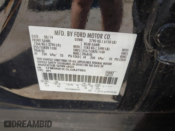 2020 Ford Explorer Platinum с VIN 1FM5K8HC3LGA27083, выставлен на аукционе IAAI как лот 42275193 с пробегом 104 403 миль миль и . История ставок и продаж доступна на DreamBid. Изображение 9.