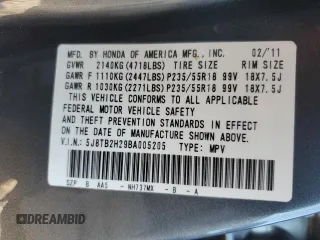 2011 Acura RDX with VIN 5J8TB2H29BA005205, listed as a Copart auction lot 44940885 with 206,024 mi miles and Non Repairable. Bid and sale history available at carsss.com. Image 14.