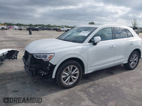 2024 Audi Q3 S line Premium with VIN WA1DECF31R1057900, listed as a IAAI auction lot 42059219 with 27,635 mi miles. Bid and sale history available at carsss.com. Image 2.