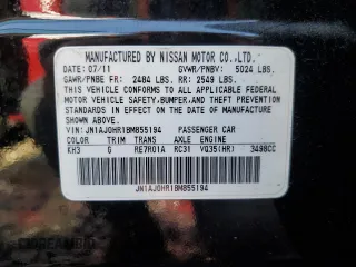 2011 Infiniti EX Journey with VIN JN1AJ0HR1BM855194, listed as a Copart auction lot 72585464 with 196,702 mi miles and Salvage Title. Bid and sale history available at DreamBid. Image 13.