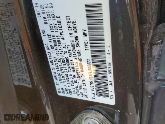 2015 Acura RDX with VIN 5J8TB4H33FL005022, listed as a Copart auction lot 52649365 with 0 mi miles and Salvage Title. Bid and sale history available at carsss.com. Image 14.