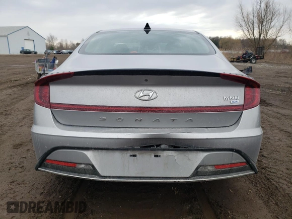 2023 Hyundai Sonata Hybrid Blue with VIN KMHL24JJ6PA080362, listed as a Copart auction lot 47730355 with 17,127 mi miles and Salvage Title. Bid and sale history available at carsss.com. Image 6.