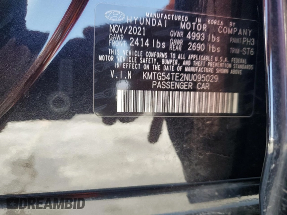 2022 Genesis G70 3.3T with VIN KMTG54TE2NU095029, listed as a Copart auction lot 64011744 with 58,207 mi miles and Salvage Title. Bid and sale history available at carsss.com. Image 12.