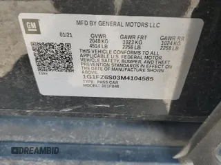 2021 Chevrolet Bolt EV Premier with VIN 1G1FZ6S03M4104585, listed as a Copart auction lot 62078965 with Not provided miles and Clean title. Bid and sale history available at DreamBid. Image 13.