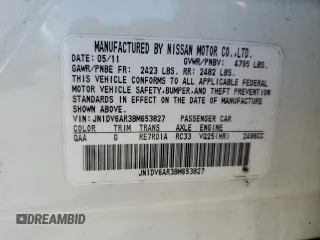 2011 Infiniti G25 x with VIN JN1DV6AR3BM653827, listed as a Copart auction lot 76749104 with 106,707 mi miles and Salvage Title. Bid and sale history available at DreamBid. Image 13.