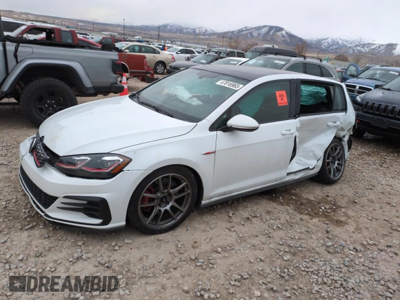 2020 Volkswagen Golf GTI S with VIN 3VW6T7AU0LM004978, listed as a Copart auction lot 47816965 with 57,198 mi miles and Salvage Title. Bid and sale history available at carsss.com. Image 1.