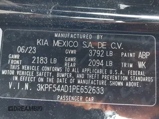 2023 Kia Forte GT-Line with VIN 3KPF54AD1PE652633, listed as a IAAI auction lot 41776227 with 16,915 mi miles. Bid and sale history available at carsss.com. Image 9.