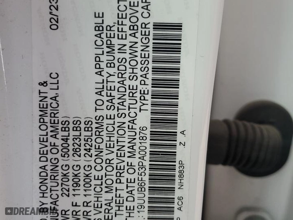 2023 Acura TLX w/A-Spec Package with VIN 19UUB6F53PA001876, listed as a Copart auction lot 47190255 with 30,771 mi miles and Salvage Title. Bid and sale history available at carsss.com. Image 12.