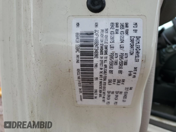 2004 Chrysler PT Cruiser with VIN 3C4FY48B24T346902, listed as a Copart auction lot 48705255 with 75,519 mi miles and Clean title. Bid and sale history available at DreamBid. Image 12.