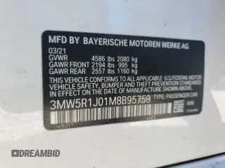 2021 BMW 3 Series 330i with VIN 3MW5R1J01M8B95759, listed as a Copart auction lot 87654485 with 73,864 mi miles and Salvage Title. Bid and sale history available at carsss.com. Image 14.