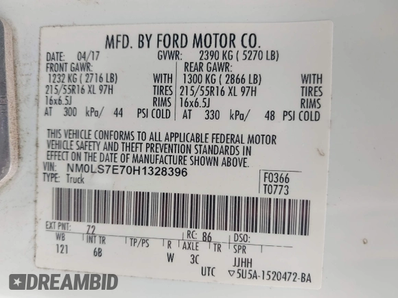 2017 Ford Transit Connect XL with VIN NM0LS7E70H1328396, listed as a IAAI auction lot 42490430 with 222,839 mi miles and . Bid and sale history available at DreamBid. Image 9.