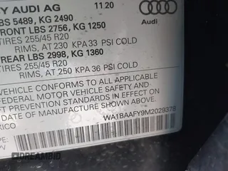 2021 Audi Q5 Premium Plus with VIN WA1BAAFY9M2029378, listed as a IAAI auction lot 41528103 with 47,326 mi miles. Bid and sale history available at carsss.com. Image 9.