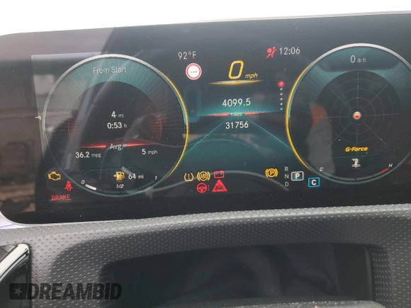 2019 Mercedes-Benz A 220 with VIN WDD3G4EB1KW031726, listed as a Copart auction lot 59868105 with 31,756 mi miles and Salvage title. Bid and sale history available at DreamBid. Image 9.