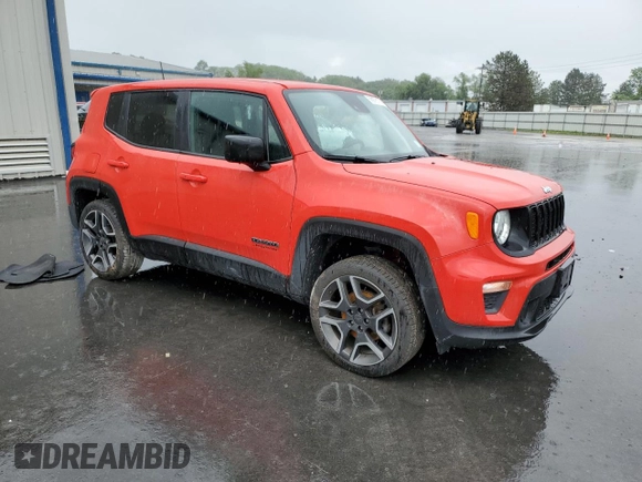 2021 Jeep Renegade Jeepster z VIN ZACNJDAB0MPM33342, wystawiony jako Copart lot #59976115 z przebiegiem 52 184 mil mil oraz Szkoda całkowita • Salvage title. Historia ofert i sprzedaży dostępna na DreamBid. Obrazek 4.