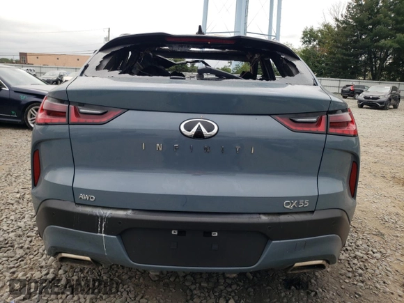 2024 Infiniti QX55 Luxe with VIN 3PCAJ5JR5RF110326, listed as a Copart auction lot 45185605 with Not Provided miles and Salvage Title. Bid and sale history available at DreamBid. Image 6.